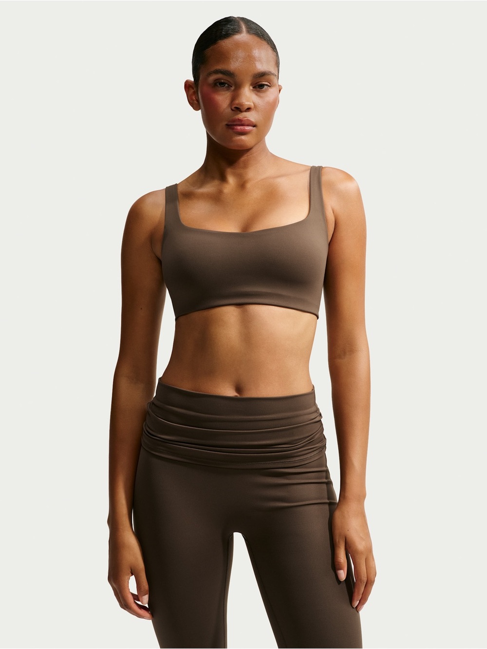 SKIMS Square-Neck Sports Bra in Brown